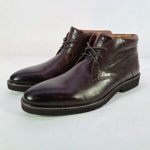 Rockport Flynn RMFLYNN Men’s 9.5M Dark Brown Leather Plain Toe Derby Boots NEW